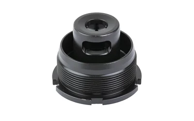 DEAD AIR HUB TAPER DT 1/2X28, black threaded adapter in angled top view