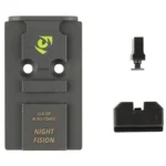 Night Fision NF PLATE+BS ACRO FITS GLOCK FS MOS, black mounting plate, sight and screw, top view
