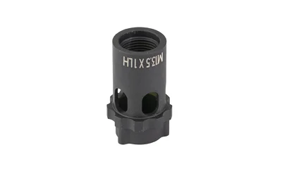 BANISH 9 PISTON M13.5X1LH BLK upright view of black cylindrical piston with fluted base