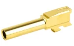 Zaffiri Precision ZAF BBL FOR GLK 43 gold, angled side view with squared chamber block