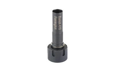 BANISH 410 ADAPTER REM CHOKE black cylindrical threaded adapter, angled view