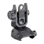 KRISS Rear Flip Sight Steel, black front three-quarter view with raised aperture and base