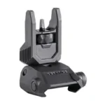 KRISS front flip sight in black steel, angled rear view with sight post raised