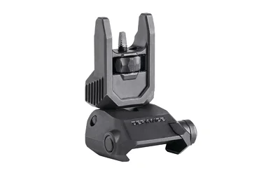 KRISS front flip sight in black steel, angled rear view with sight post raised