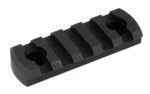 CMC M-LOK Picatinny 5 Slot BLK, black angled top view with five rail slots and two mounting holes