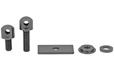 primary-15581 GROVTEC KeyMod Bipod Stud Adapter, black mounting plate, two studs, nut and washer