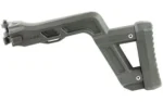 KRISS VECTOR FOLDING STOCK KIT BLK gray stock, side view with hinged mount and rubber buttpad