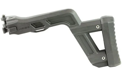primary-15583 KRISS VECTOR FOLDING STOCK KIT BLK gray stock, side view with hinged mount and rubber buttpad