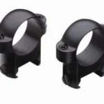 Burris Zee Rings Weaver-Style, pair of high-gloss black scope rings in angled view
