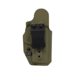 L.A.G. Tactical LAG LIB MK II FOR GLOCK 43/43X FDE tan holster, rear view with black belt clip