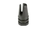 KAK Retro Taper Flash Hider black muzzle device, upright angled view with open prongs