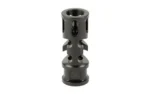 Primary Weapons Systems PWS MOD 2 FSC556, black muzzle device in upright angled view with side ports