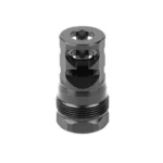 Primary Weapons Systems PWS FRC black compensator, angled front view with ports and threaded base