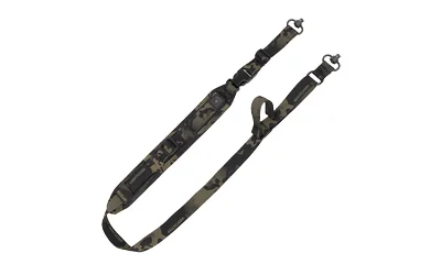 primary-15626 GROVTEC QS 2PT SLING PB SWVL MCB, multicam black laid flat with two metal swivels