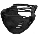 GROVTEC RAIL WRAP 6 BLACK black fabric rail wrap with woven cords, angled view
