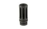 KAK A2 EXT FLASH HIDER, black angled view with long vertical slots and open front