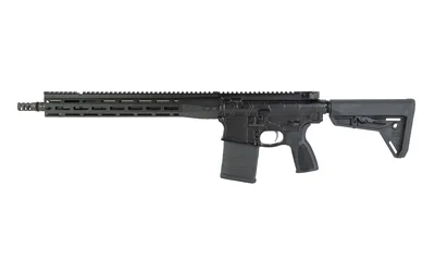 Primary Weapons Systems PWS MK216 MOD 2 black rifle, full left side with stock and magazine