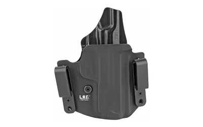 primary-15643 L.A.G. Tactical LAG DFNDR S&W SHIELD 9 EZ RH BLK, black holster front view with clips