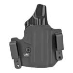 L.A.G. Tactical LAG DFNDR S&W SHIELD 380 EZ RH BLK, black holster front view with clips