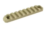 GROVTEC RAIL MLOK 9 SLOT 3.8" COY coyote rail in angled top view with nine slots and two holes