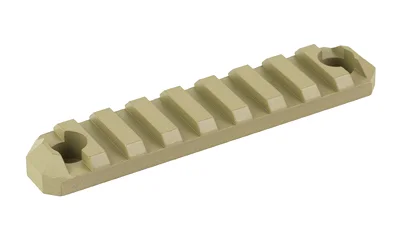 GROVTEC RAIL MLOK 9 SLOT 3.8" COY coyote rail in angled top view with nine slots and two holes