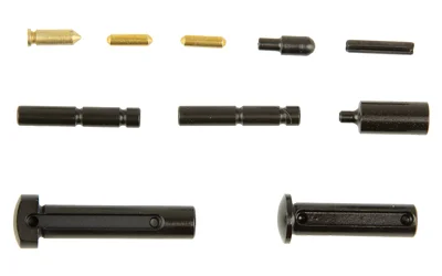 primary-15654 KAK AR-15 Pin and Detent Kit with black and brass components arranged in rows