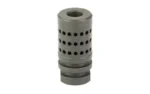 KAK COMPENSATOR 1/2X28 BLK, upright angled view with rows of circular ports