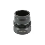 KAK PLAN B UNIVERSAL MZL DV 11/16X24 black muzzle device, angled view with wide open top