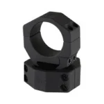 SEEKINS 34MM TUBE LOW 4CAP black scope ring, angled front view with four cap screws and clamp