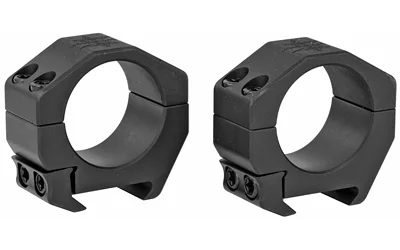 SEEKINS 30MM TUBE .82 LOW 4CAP front angled view of two black scope rings with top screws