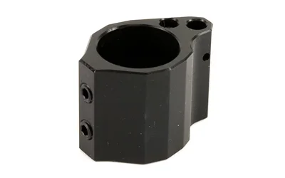 Seekins Low Pro Gas Block black angled view with circular opening and mounting screws