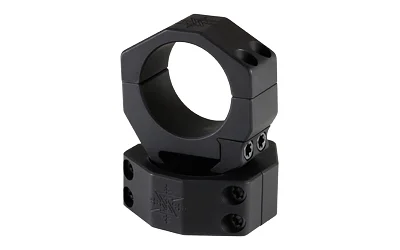 SEEKINS 35MM TUBE 1.00 HIGH 4CAP black scope ring mount, angled front view with four-cap screws