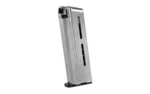 Mag Wilson ETM 9mm Compact 8rd SS silver magazine, angled side view with black base plate