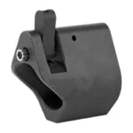 SEEKINS SELECT ADJ GAS BLOCK .750, black angled view with adjustment screw, lever and round opening