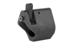 SEEKINS SELECT ADJ GAS BLOCK .750, black angled view with adjustment screw, lever and round opening