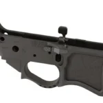 SEEKINS SP223 GEN2 BILLET LOWER LOGO black lower receiver, angled side view