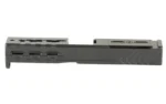 SYLVAN GEN4 slide with internals, black side view with window cuts and angled rear serrations