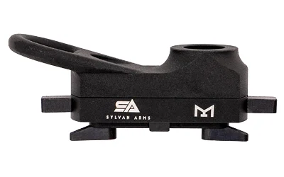 SYLVAN QD MLOK rail sling mount, black side view with raised oval sling loop