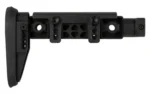 MIDWEST ALPHA fixed beam stock, black, right-side view with padded buttplate and cutouts