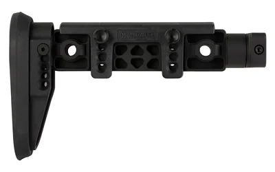 primary-15835 MIDWEST ALPHA fixed beam stock, black, right-side view with padded buttplate and cutouts
