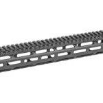Midwest Slim Line black handguard, angled side view with top rail and elongated M-LOK slots