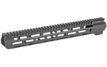 Midwest Slim Line black handguard, angled side view with top rail and elongated M-LOK slots