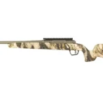 Savage Arms SAV AXIS 2 PRO brown camo rifle, right side view with long barrel and bolt handle
