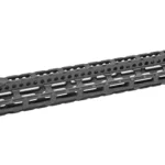 MIDWEST COMBAT RAIL LW 15-inch MLOK black angled side view with top rail and slotted handguard