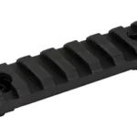 Midwest 7 Slot Polymer M-LOK Rail Section in black, angled top view with two mounting screws