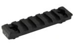 Midwest 7 Slot Polymer M-LOK Rail Section in black, angled top view with two mounting screws