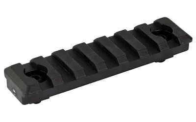 primary-15860 Midwest 7 Slot Polymer M-LOK Rail Section in black, angled top view with two mounting screws