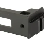 Midwest AK Pic End Plate Adaptor in black, angled view with rear rail slots and side opening