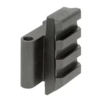 Midwest AK Pic End Plate Adapter, black angled view with rail slots and mounting hole