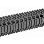 MIDWEST COMBAT QUAD RAIL 9.5", black angled view with four rails and circular vents